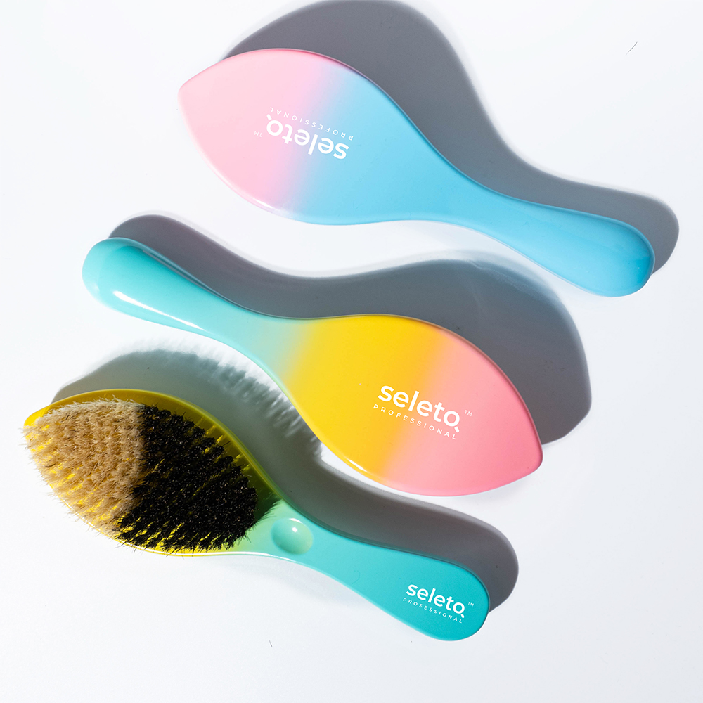 Plastic Beard Brush Two-Tone Bristle For Men Wave Brush 100% 360 Custom Logo Gradient Wave Beard Brush