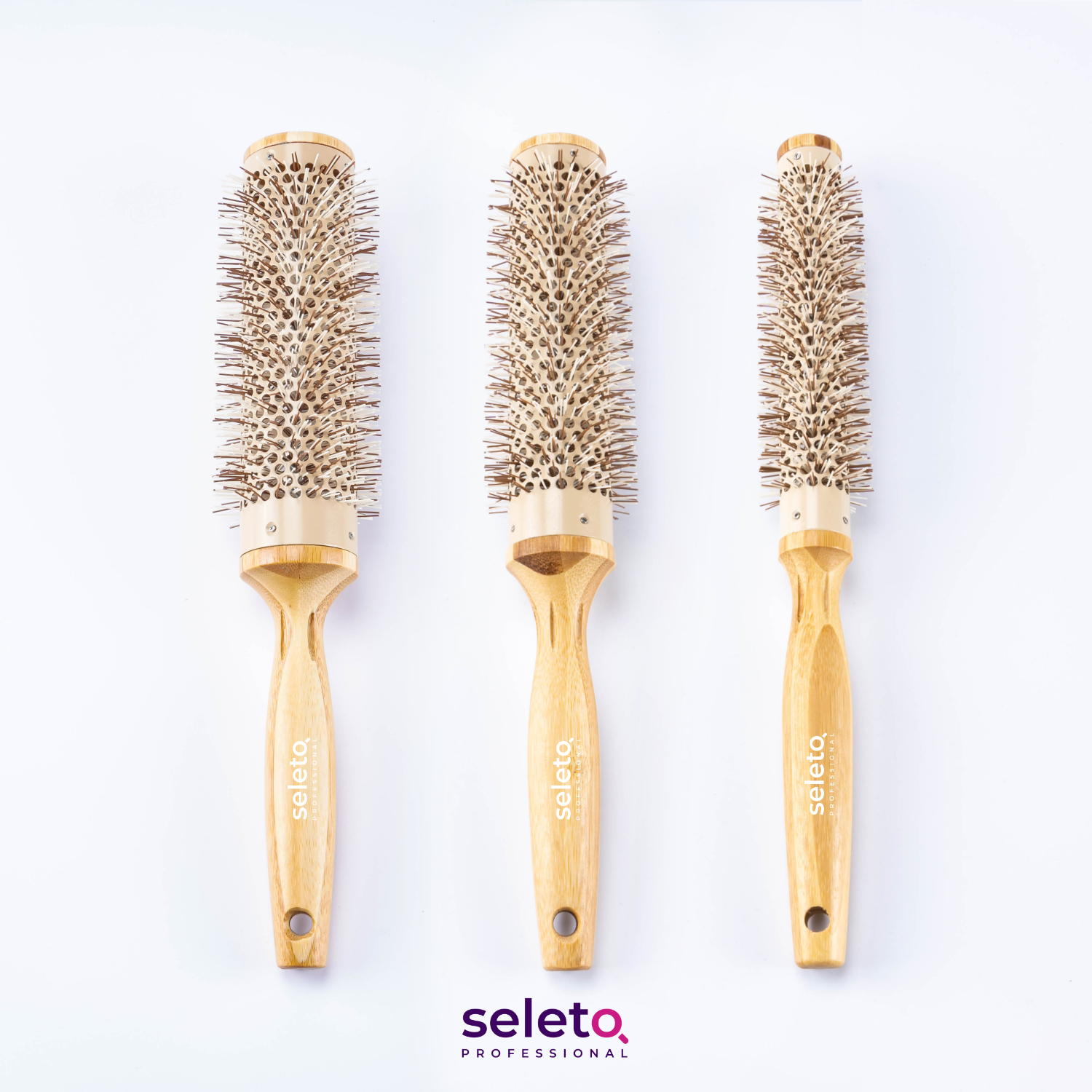 Eco Friendly Bamboo High Temperature Resistant Ceramic Iron Ionic Hair Brush Hair Style Round Brush