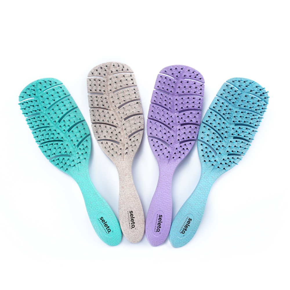 Leaf Shape Wheat Straw Wet Detangling Hair Brush 2022 Hot Material Brush